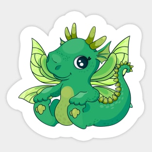 Cute green little dragon  2024 Sticker